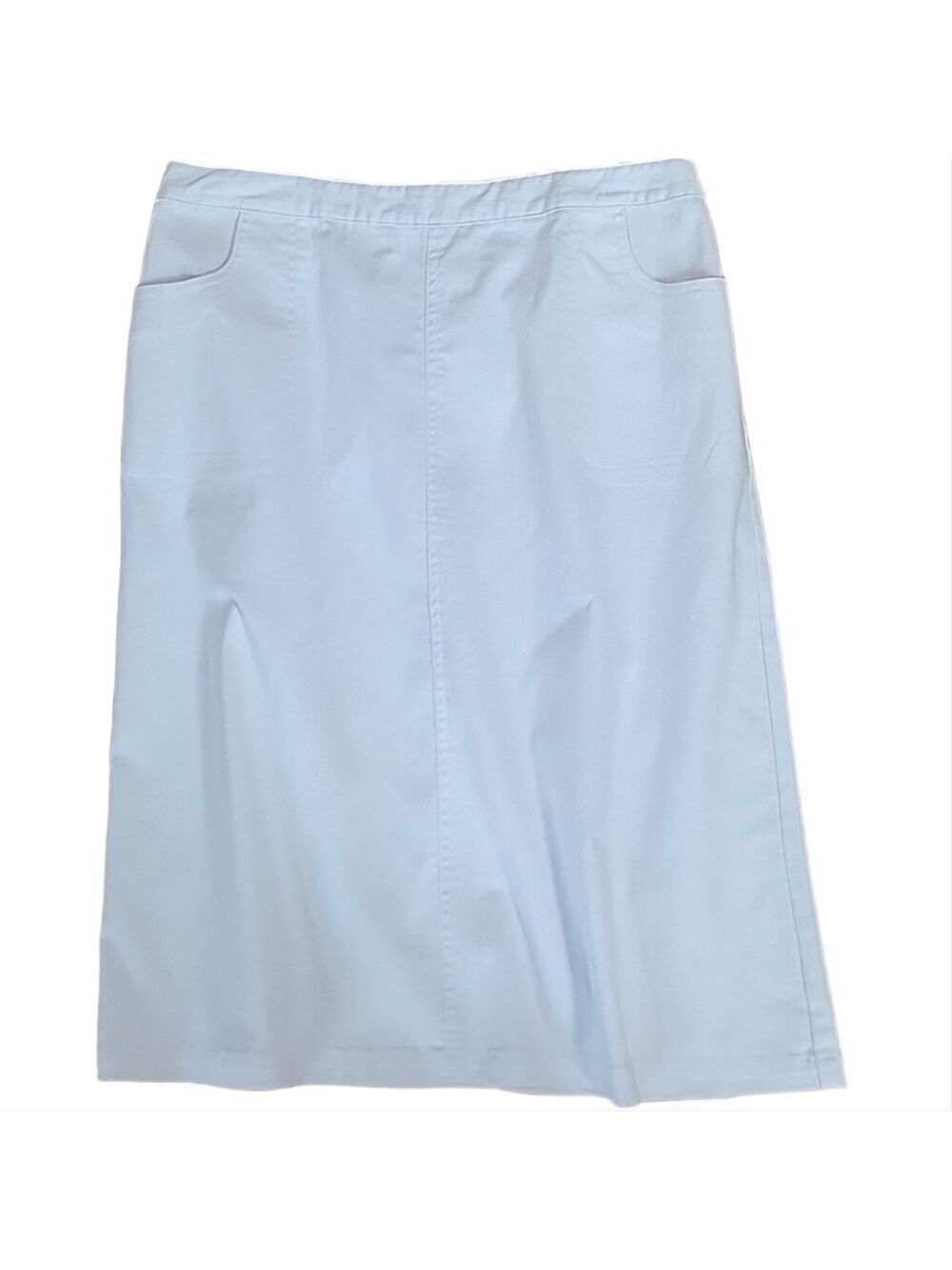 Denim & Co Crisp White Women's Elastic Waist A-Line Pocket Skirt Size Large EUC